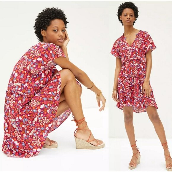 ANTHROPOLOGIE Robin Tiered Short Sleeve Mini Dress M - Picture 12 of 12